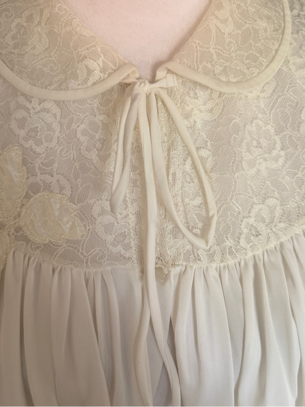 Vintage Unique Rare Double Layer Ivory Lingerie Peignoir Robe Nightgown OS - Picture 8 of 16